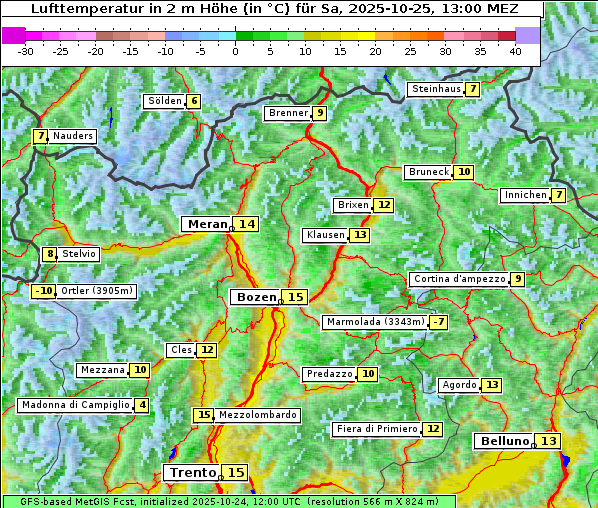 Temperatur, 25. 10. 2025