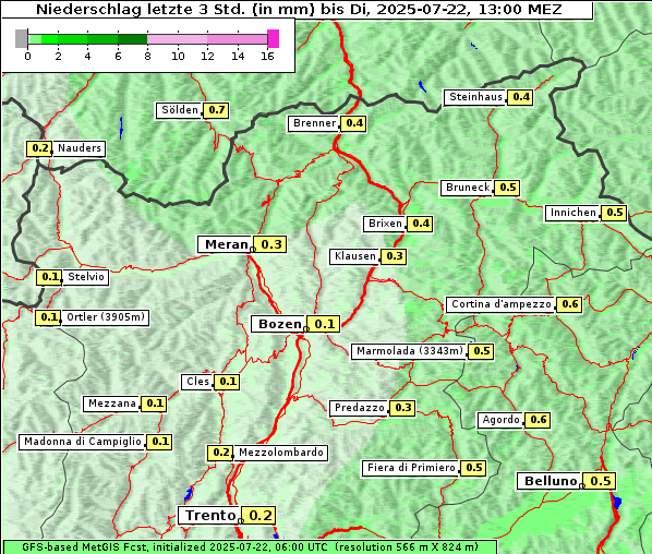 Niederschlag, 22. 7. 2025