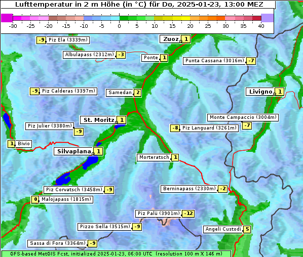 Temperatur, 23. 1. 2025