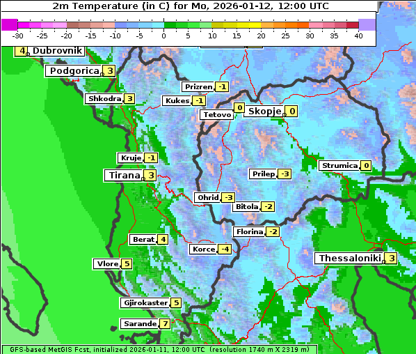 Temperatur, 12. 1. 2026