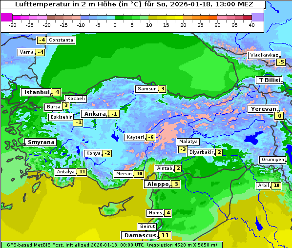 Temperatur, 18. 1. 2026