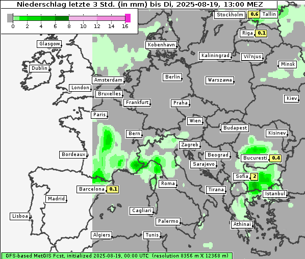 Niederschlag, 19. 8. 2025