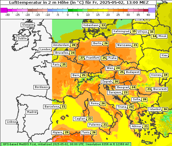 Temperatur, 2. 5. 2025