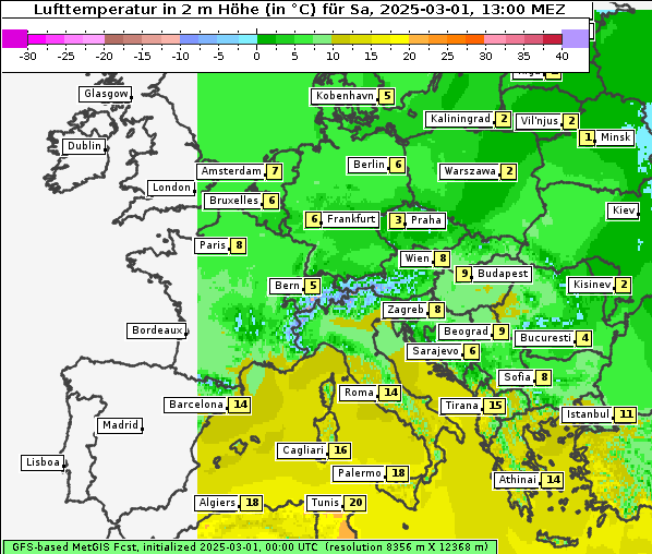 Temperatur, 1. 3. 2025