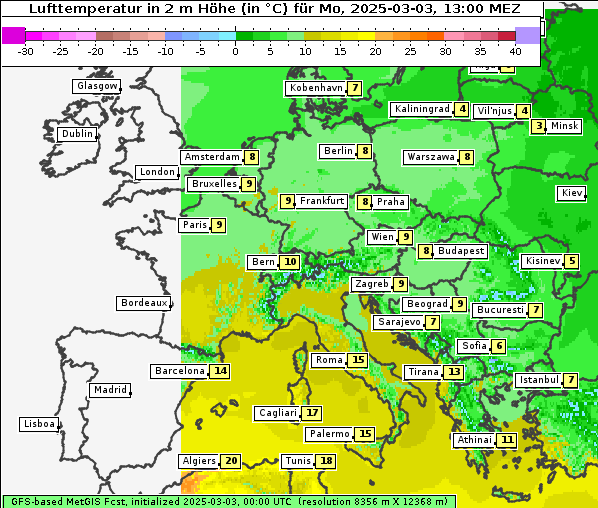 Temperatur, 3. 3. 2025