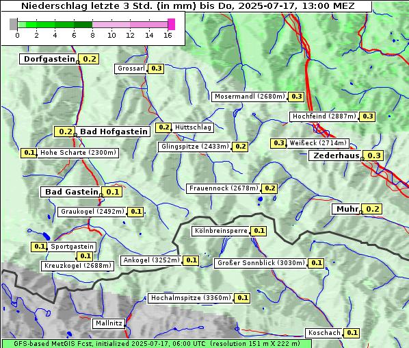 Niederschlag, 17. 7. 2025