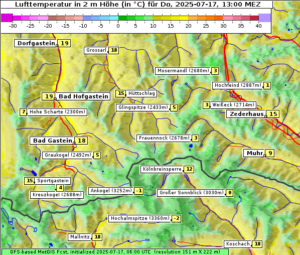 Temperatur, 17. 7. 2025
