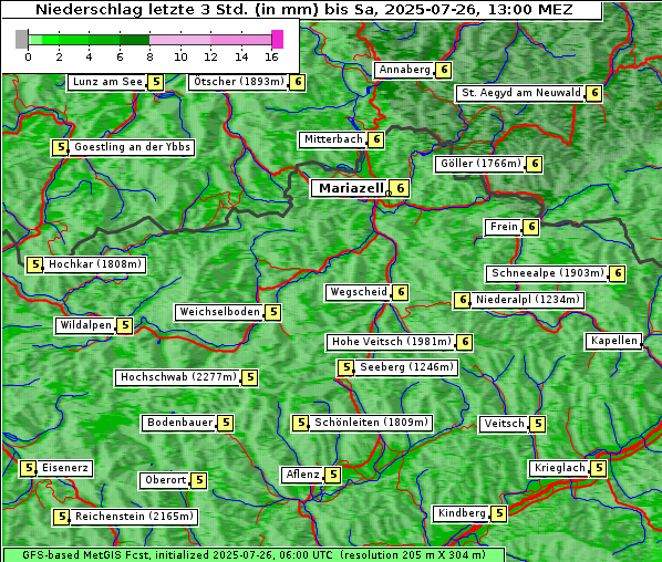 Niederschlag, 26. 7. 2025