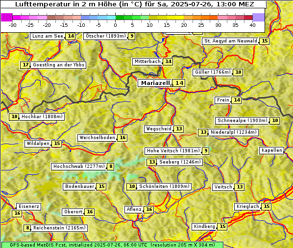 Temperatur, 26. 7. 2025
