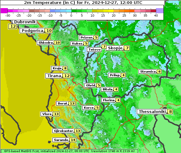 Temperatur, 27. 12. 2024