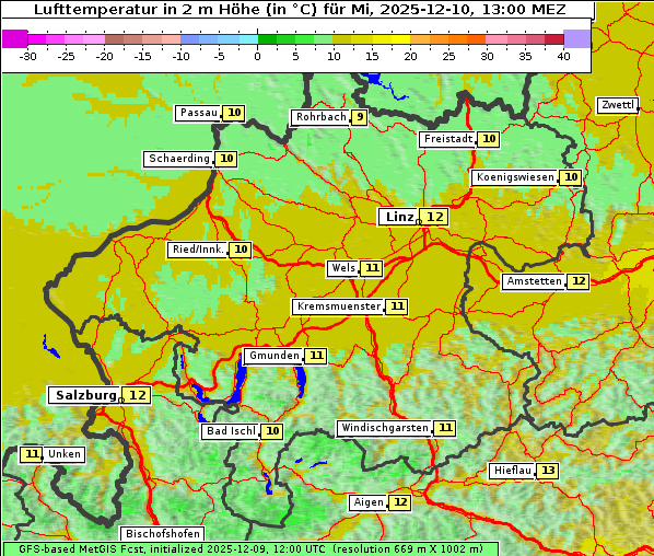 Temperatur, 10. 12. 2025