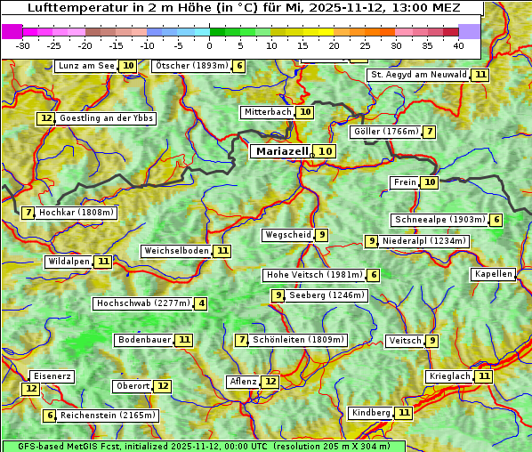 Temperatur, 12. 11. 2025