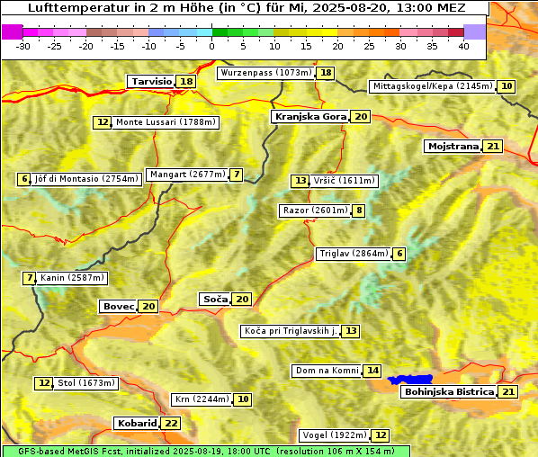 Temperatur, 20. 8. 2025