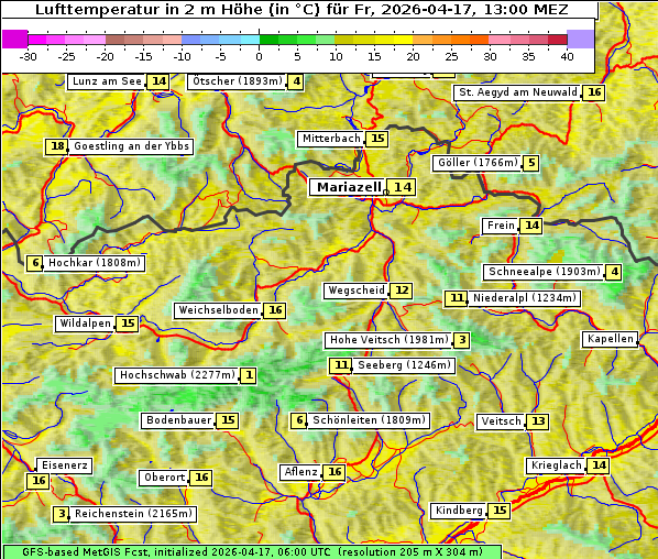Temperatur, 17. 4. 2026