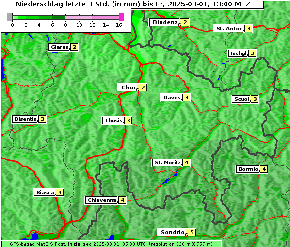 Niederschlag, 1. 8. 2025