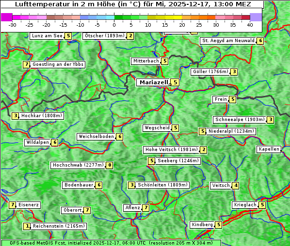 Temperatur, 17. 12. 2025