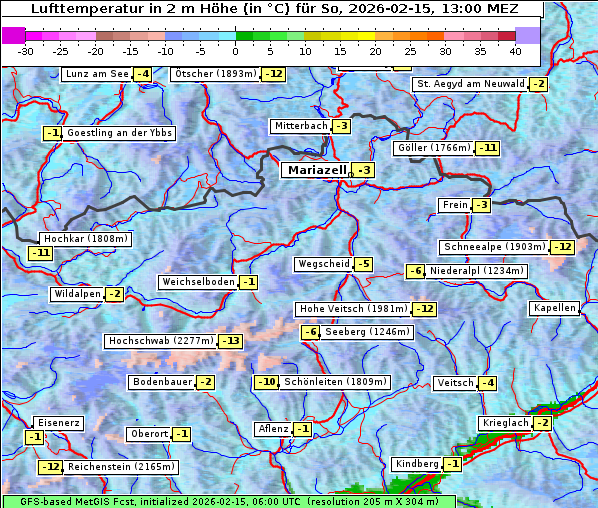 Temperatur, 15. 2. 2026