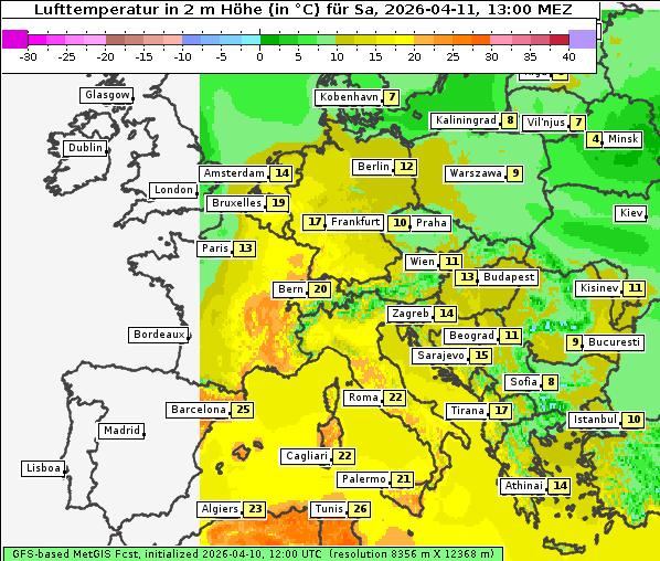 Temperatur, 11. 4. 2026