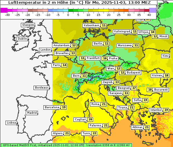 Temperatur, 3. 11. 2025