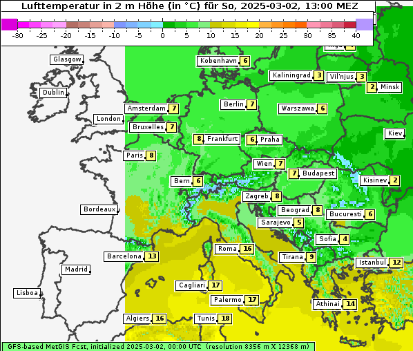 Temperatur, 2. 3. 2025