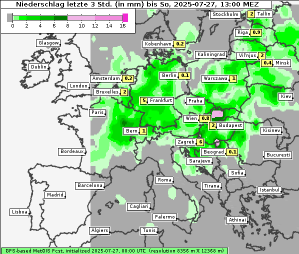 Niederschlag, 27. 7. 2025