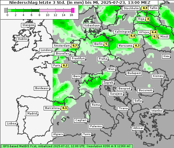 Niederschlag, 23. 7. 2025