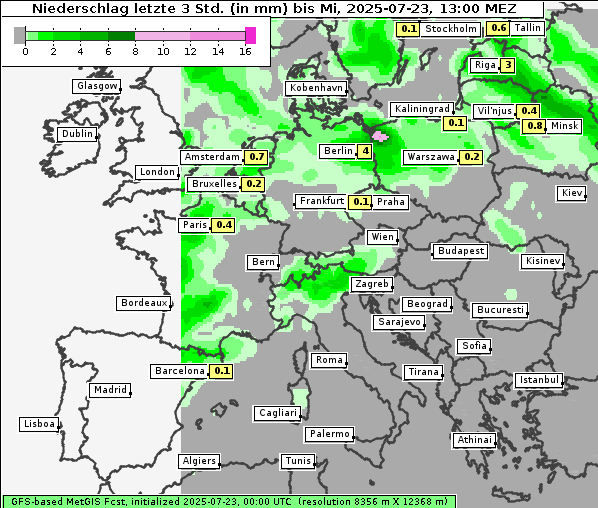Niederschlag, 23. 7. 2025