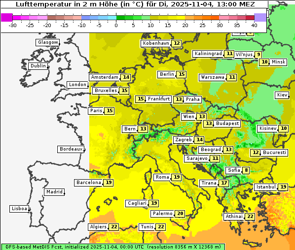 Temperatur, 4. 11. 2025