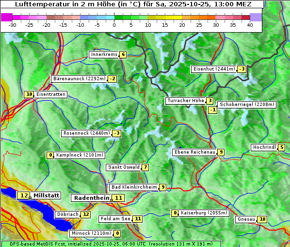 Temperatur, 25. 10. 2025