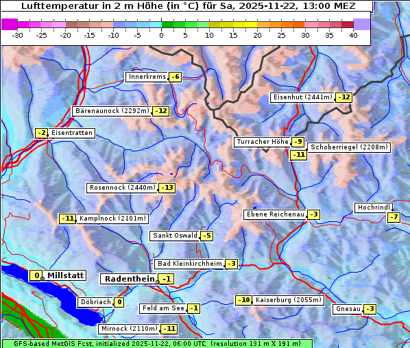 Temperatur, 22. 11. 2025