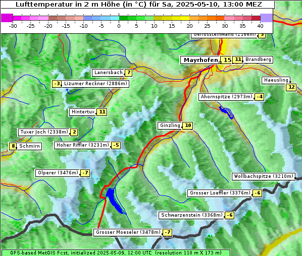 Temperatur, 10. 5. 2025