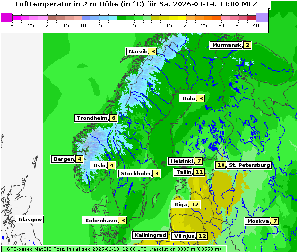 Temperatur, 14. 3. 2026
