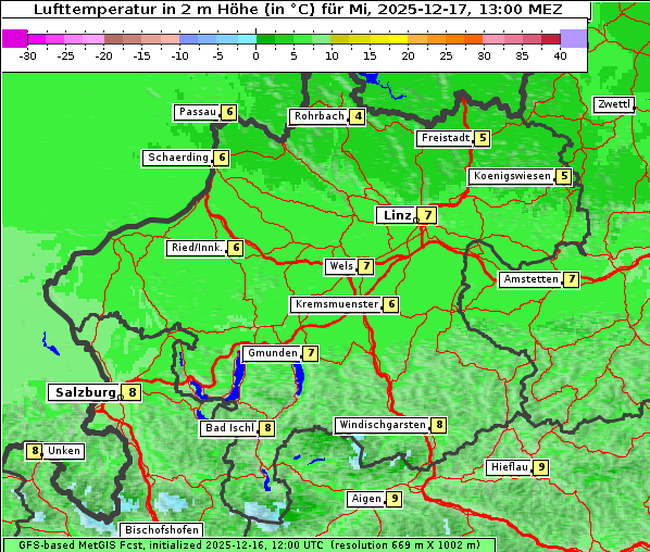 Temperatur, 17. 12. 2025