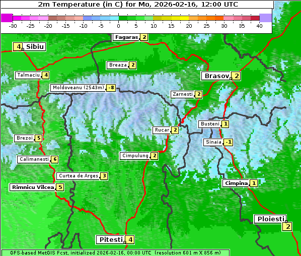 Temperatur, 16. 2. 2026