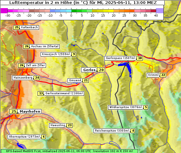 Temperatur, 11. 6. 2025