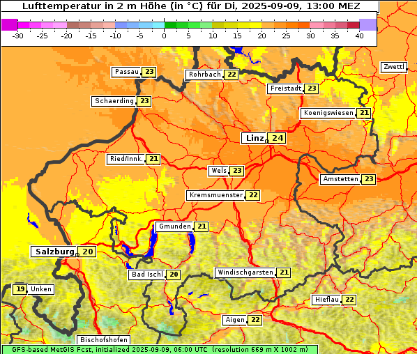 Temperatur, 9. 9. 2025