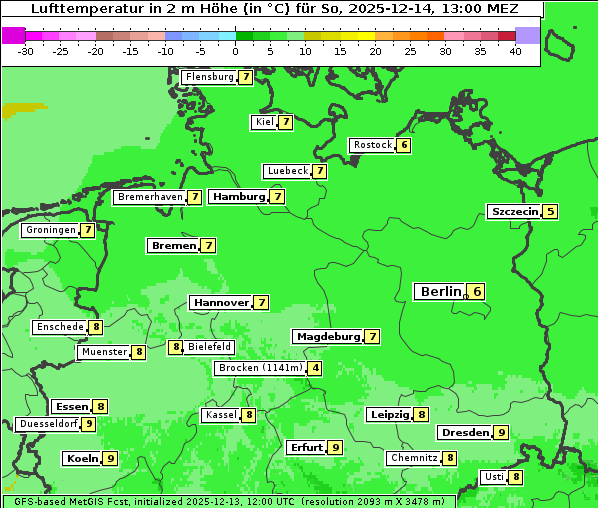 Temperatur, 14. 12. 2025