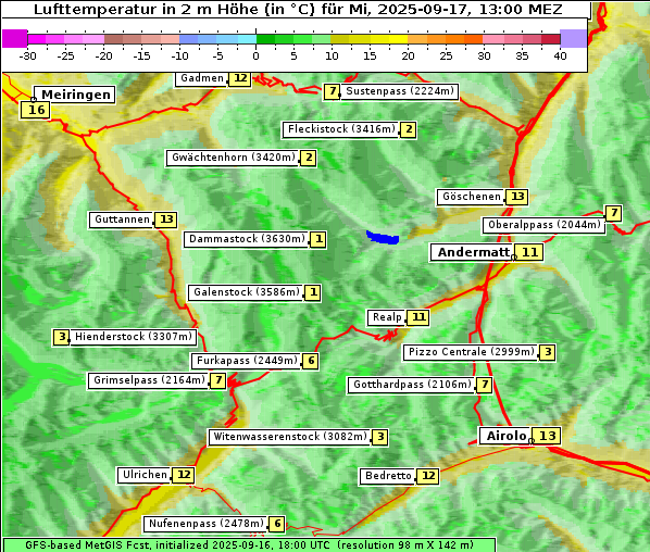 Temperatur, 17. 9. 2025