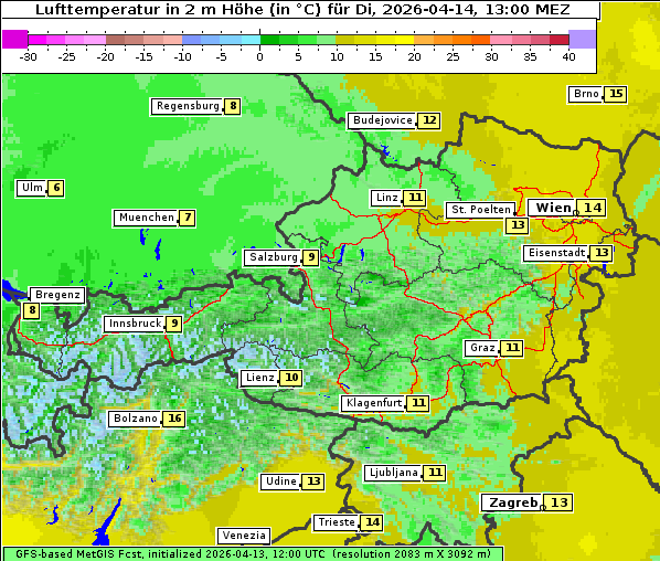 Temperatur, 14. 4. 2026