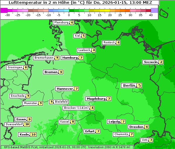 Temperatur, 15. 1. 2026