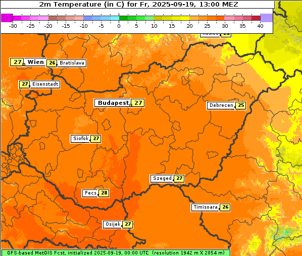 Temperatur, 19. 9. 2025