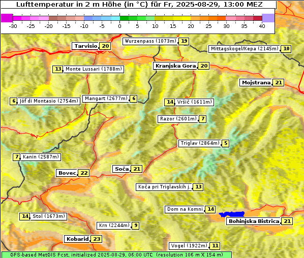 Temperatur, 29. 8. 2025