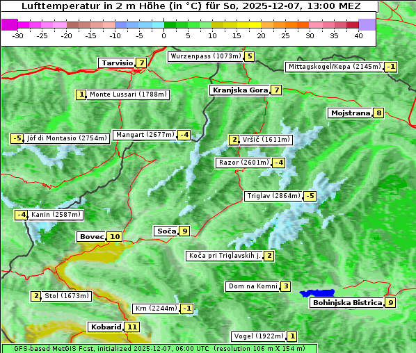 Temperatur, 7. 12. 2025