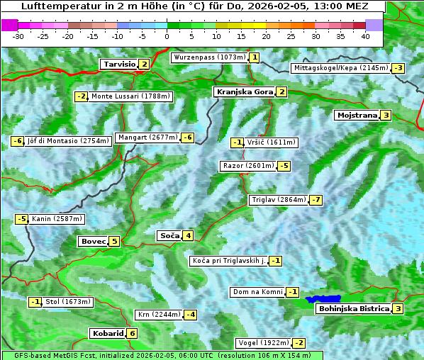Temperatur, 5. 2. 2026