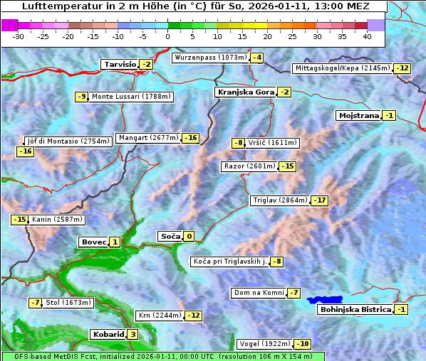 Temperatur, 11. 1. 2026
