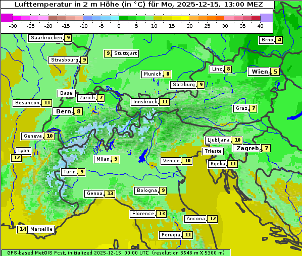 Temperatur, 15. 12. 2025