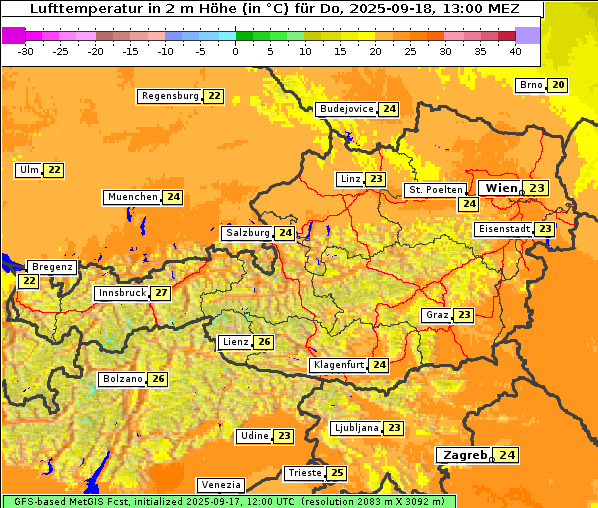 Temperatur, 18. 9. 2025