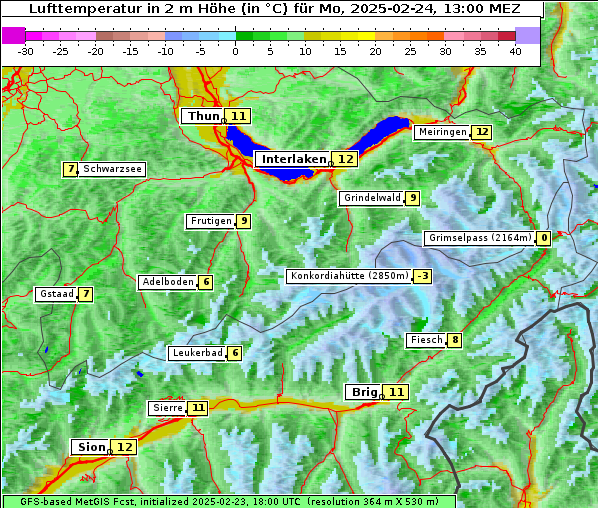 Temperatur, 24. 2. 2025