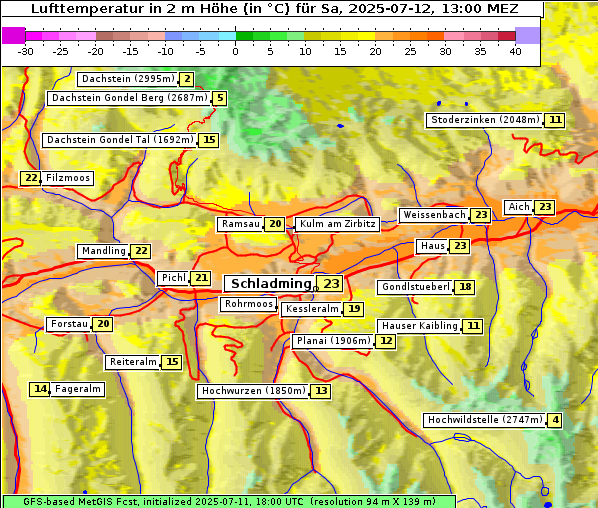 Temperatur, 12. 7. 2025