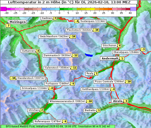 Temperatur, 10. 2. 2026